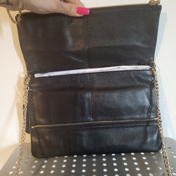 NWOT DANIER BLACK LEATHER CROSSBODY - Picture 5 of 7